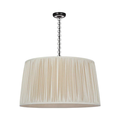 Evelyn Pendant Light in Bronze and White Oak/Champagne Silk Pleat.