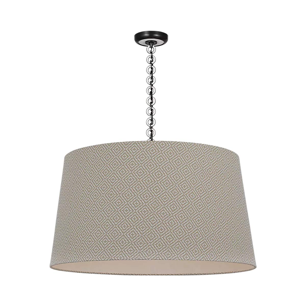 Evelyn Pendant Light in Bronze and White Oak/Dove Soho Weave.