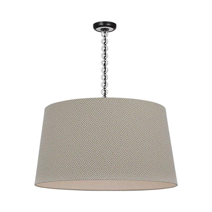 Evelyn Pendant Light in Bronze and White Oak/Dove Soho Weave.