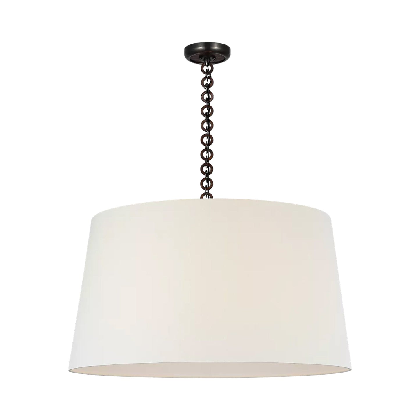 Evelyn Pendant Light in Bronze and Natural Oak/Linen.
