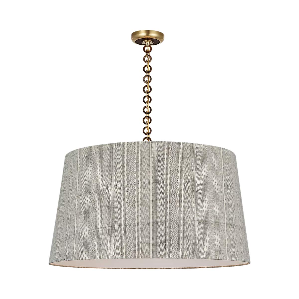 Evelyn Pendant Light in Hand-Rubbed Antique Brass and Natural Oak/Natural Mohave.