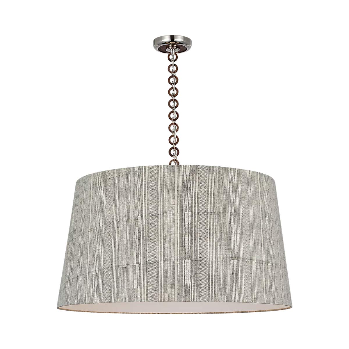 Evelyn Pendant Light in Polished Nickel and Natural Oak/Natural Mohave.