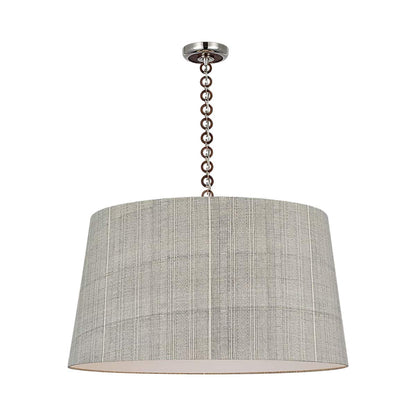 Evelyn Pendant Light in Polished Nickel and Natural Oak/Natural Mohave.