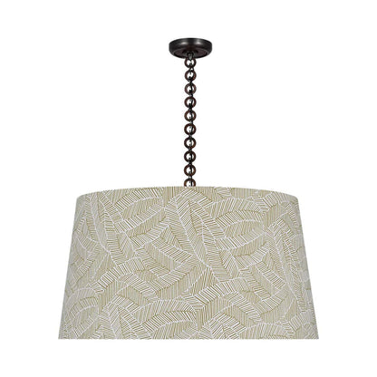 Evelyn Pendant Light in Bronze and Natural Oak/Taupe Abstract Leaf.