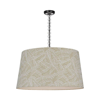 Evelyn Pendant Light in Bronze and White Oak/Taupe Abstract Leaf.
