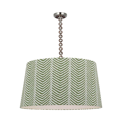 Evelyn Pendant Light in Polished Nickel and Natural Oak/Verde La Jolla.