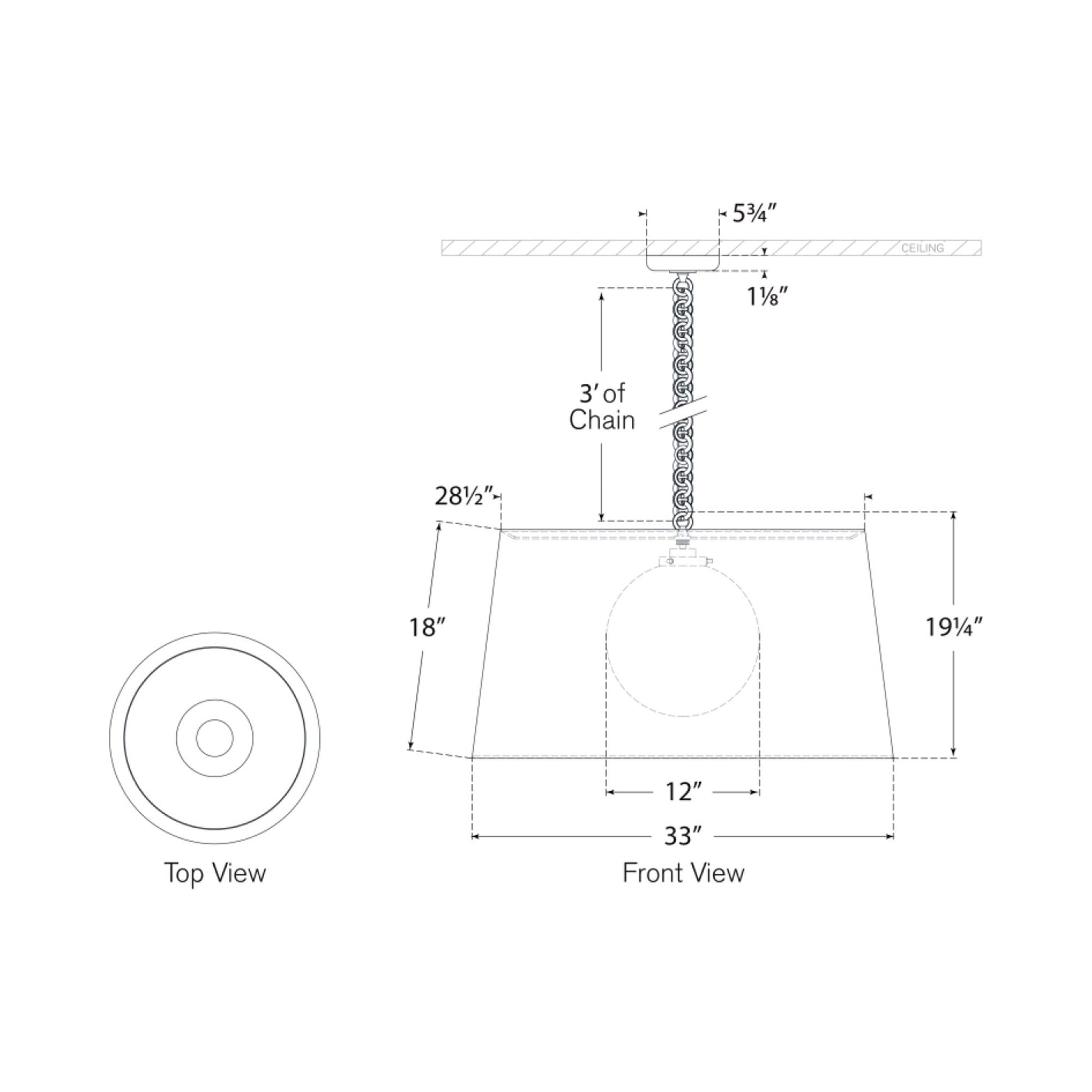 Evelyn Pendant Light - line drawing.