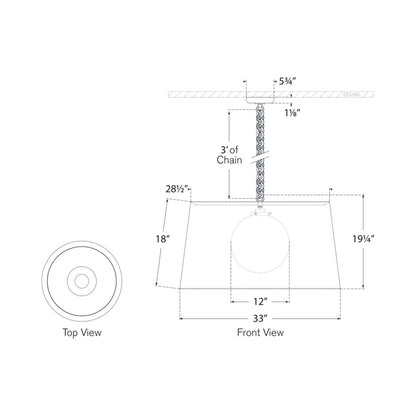 Evelyn Pendant Light - line drawing.