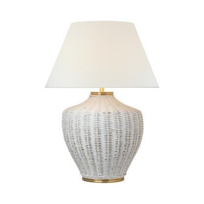 Evie Table Lamp in White Wicker.