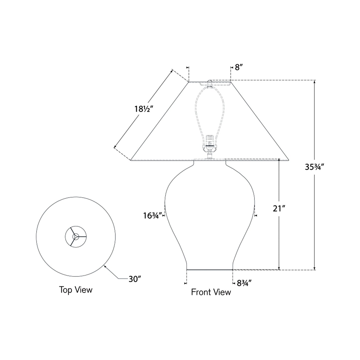 Fischer Table Lamp - line drawing.