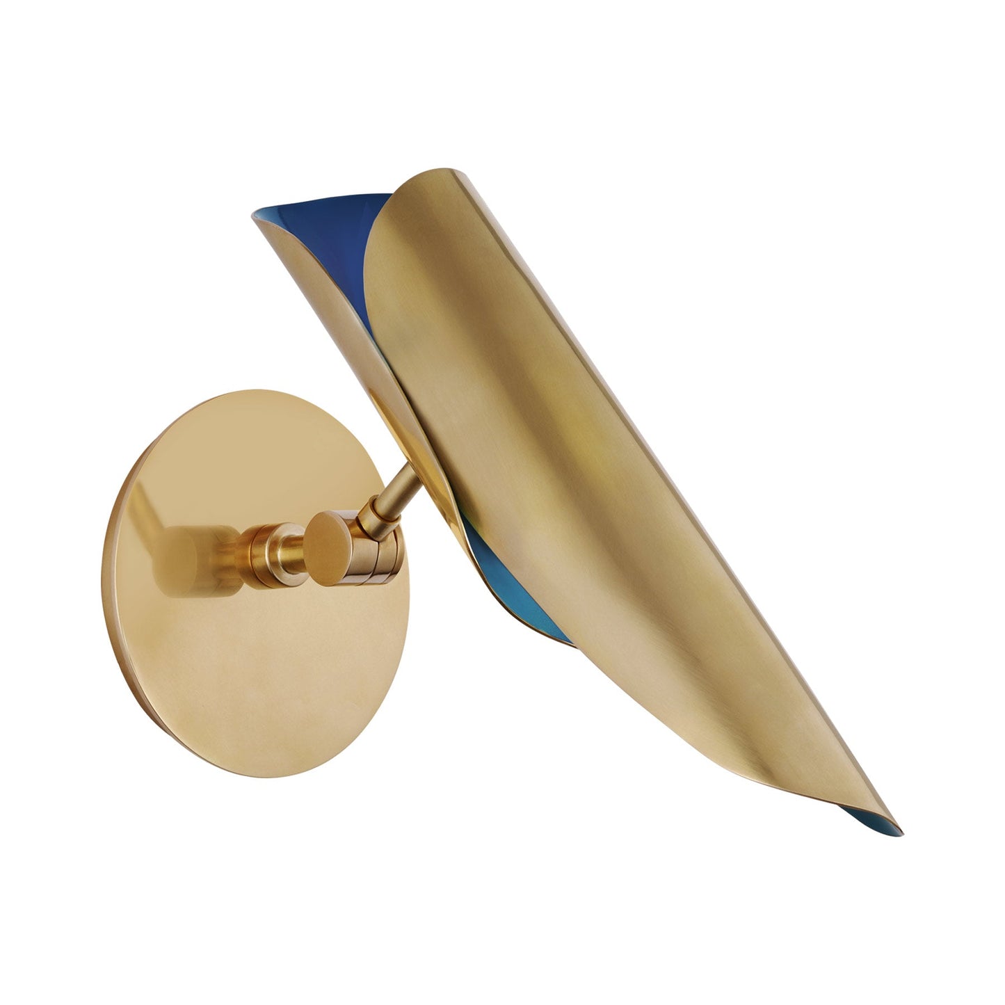 Flore Single Wall Light in Soft Brass/Riviera Blue.