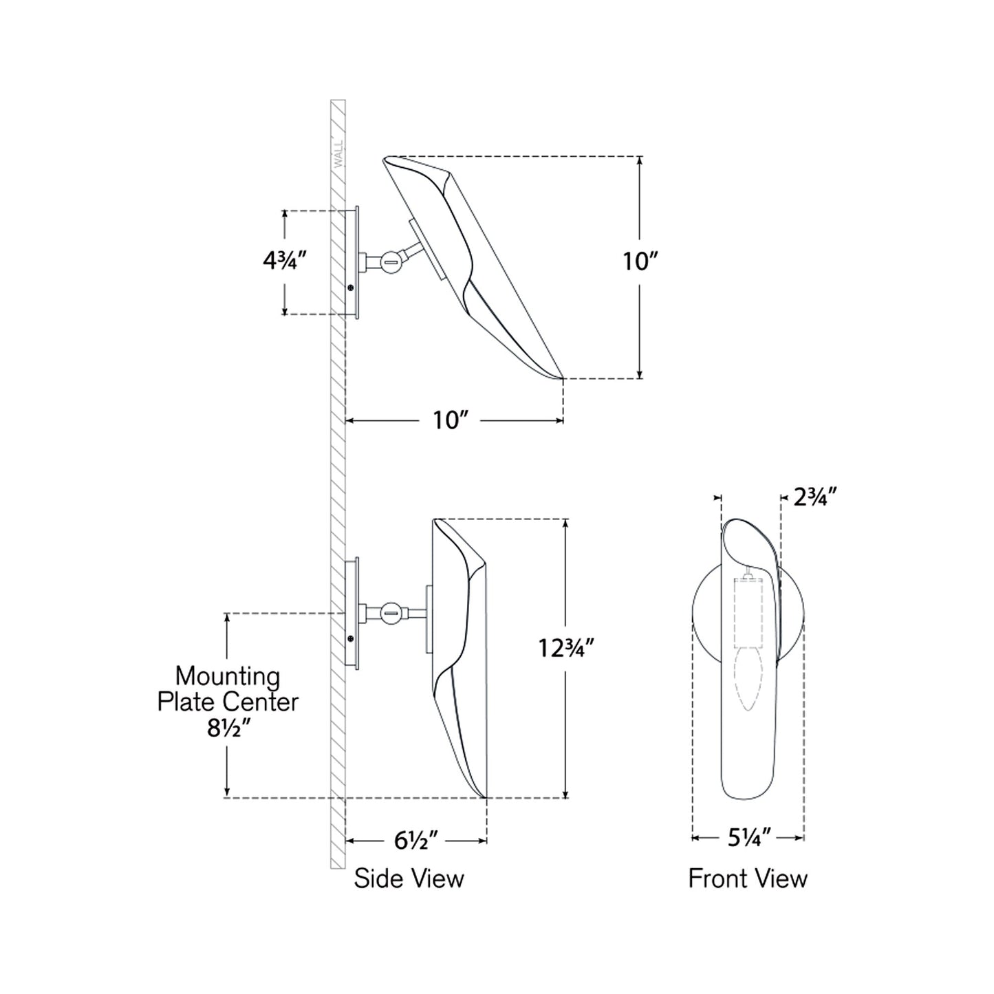 Flore Single Wall Light - line drawing.