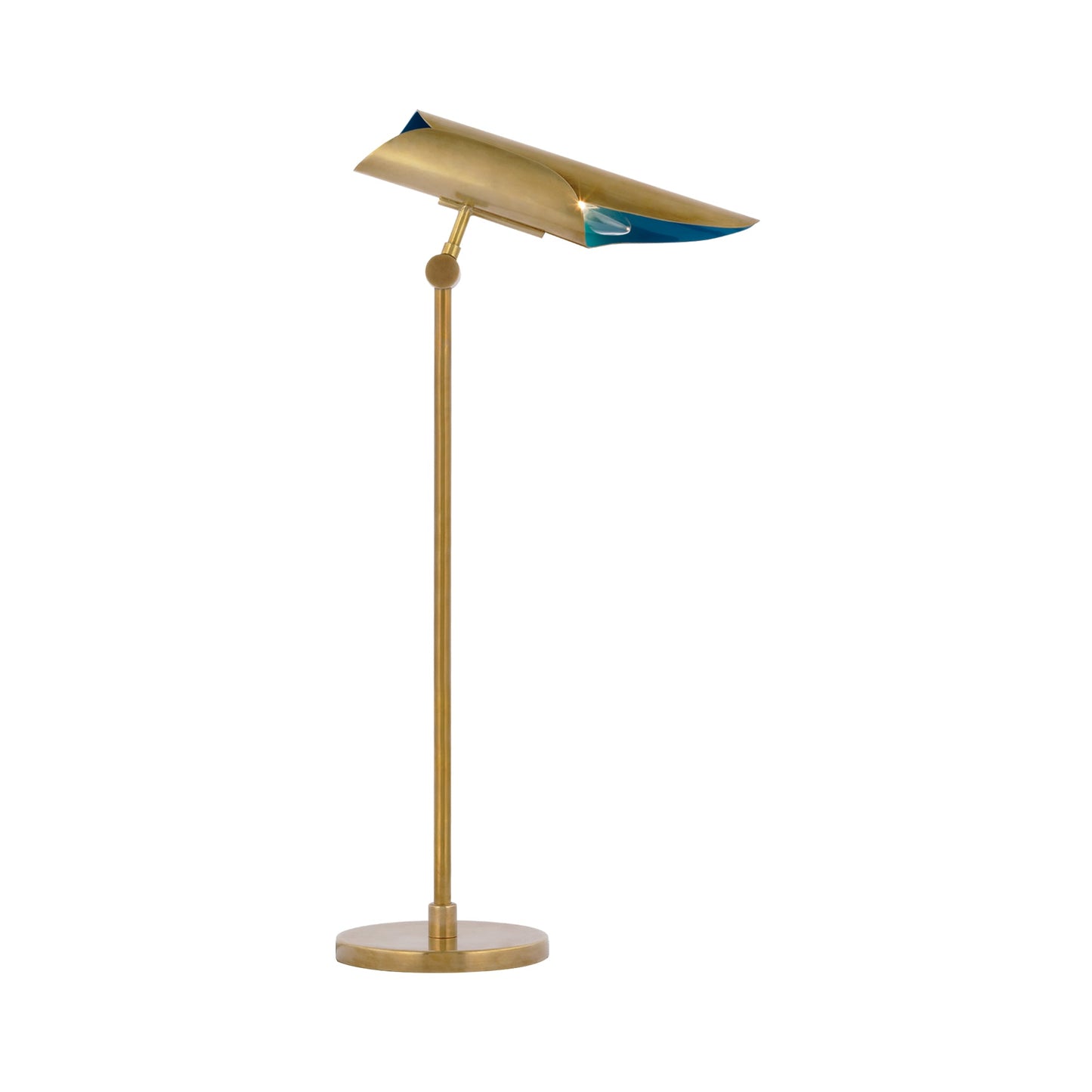 Flore Table Lamp in Soft Brass/Riviera Blue.