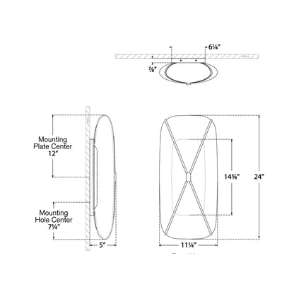 Fondant LED Linear Bath Wall Light - line drawing.