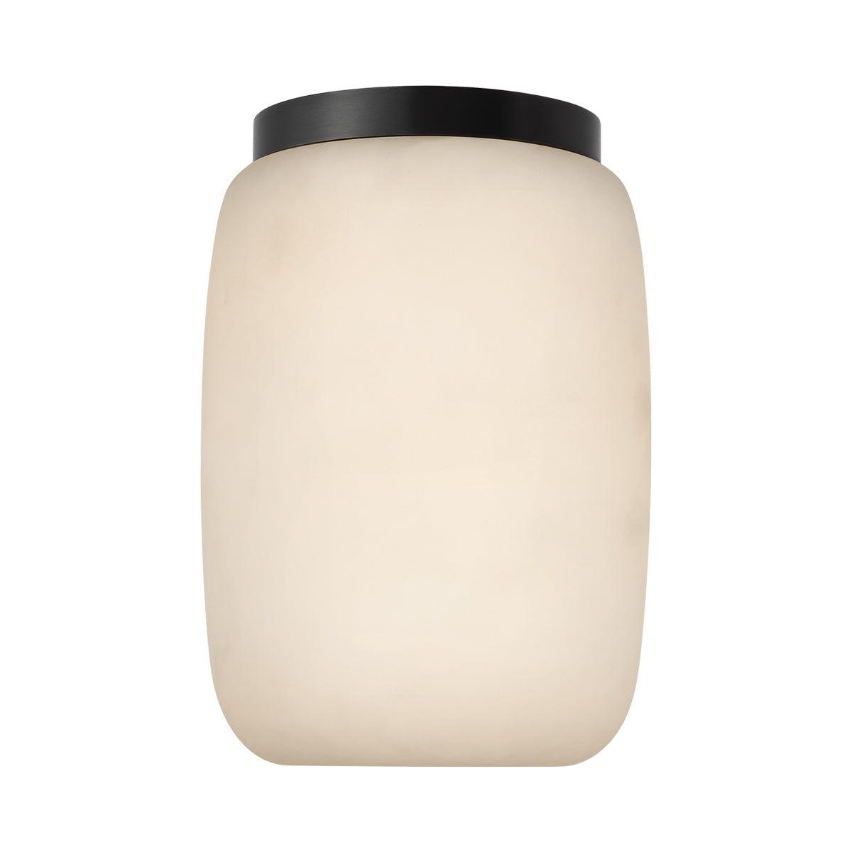 Formosa Elongated LED Flush Mount Ceiling Light in Alabaster and Bronze.