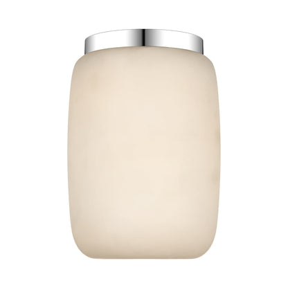 Formosa Elongated LED Flush Mount Ceiling Light in Alabaster and Polished Nickel.