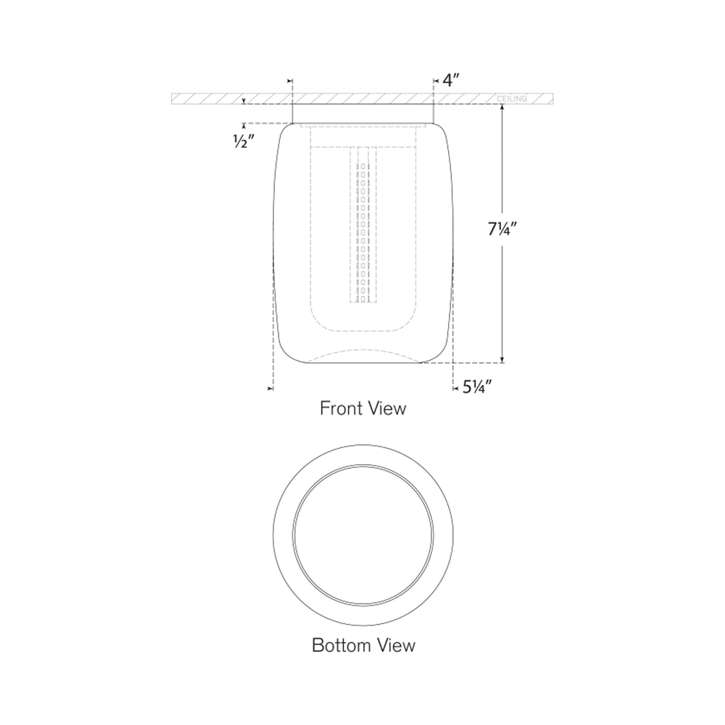 Formosa Elongated LED Flush Mount Ceiling Light - line drawing.