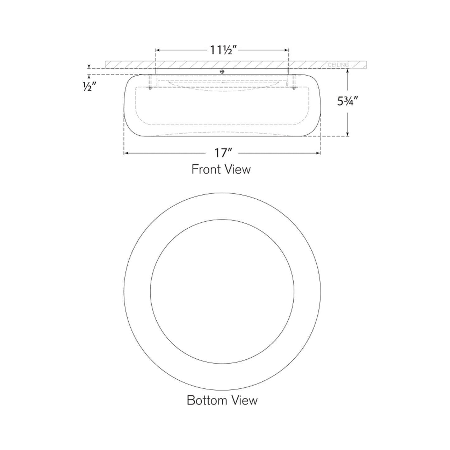 Formosa LED Flush Mount Ceiling Light - line drawing.