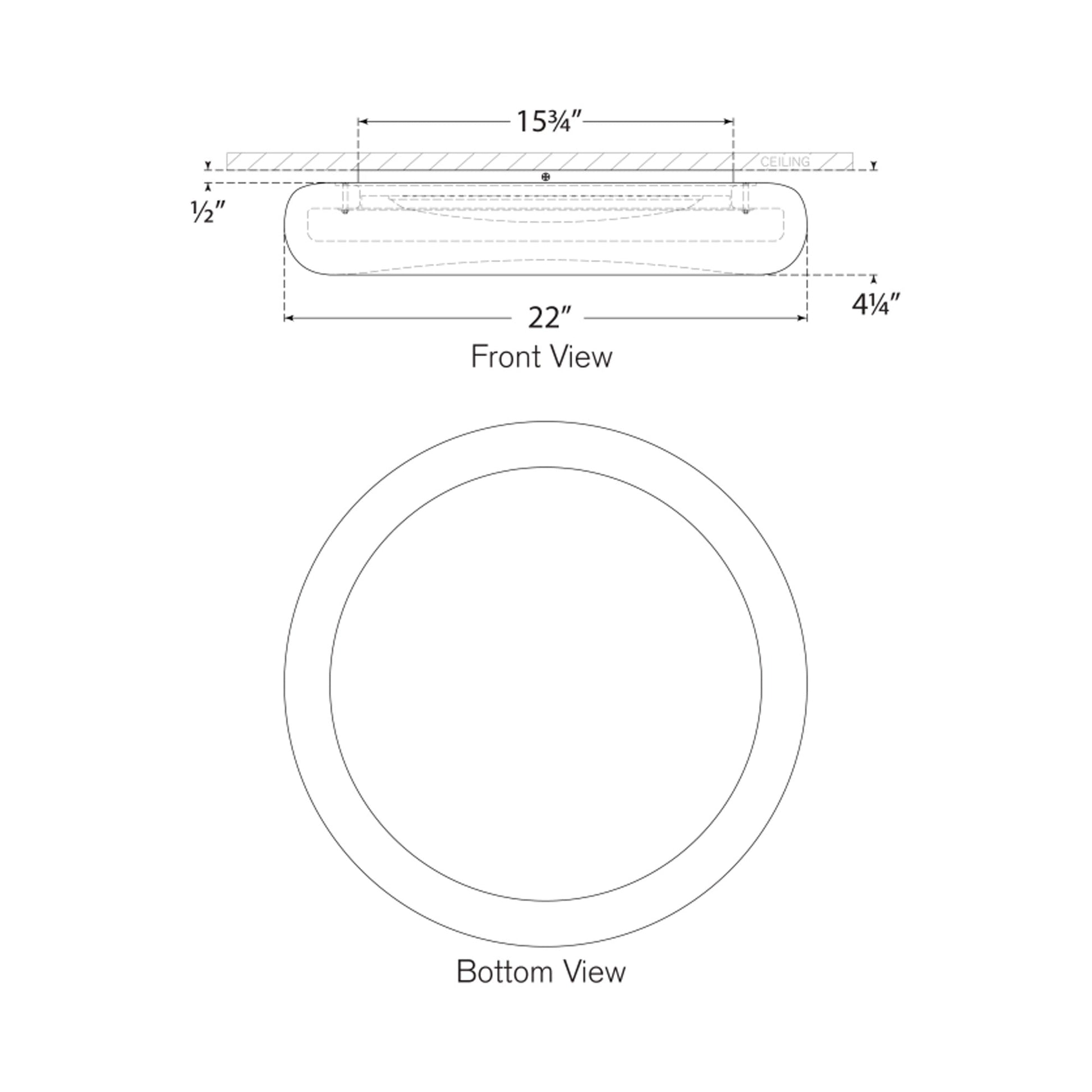 Formosa LED Flush Mount Ceiling Light - line drawing.