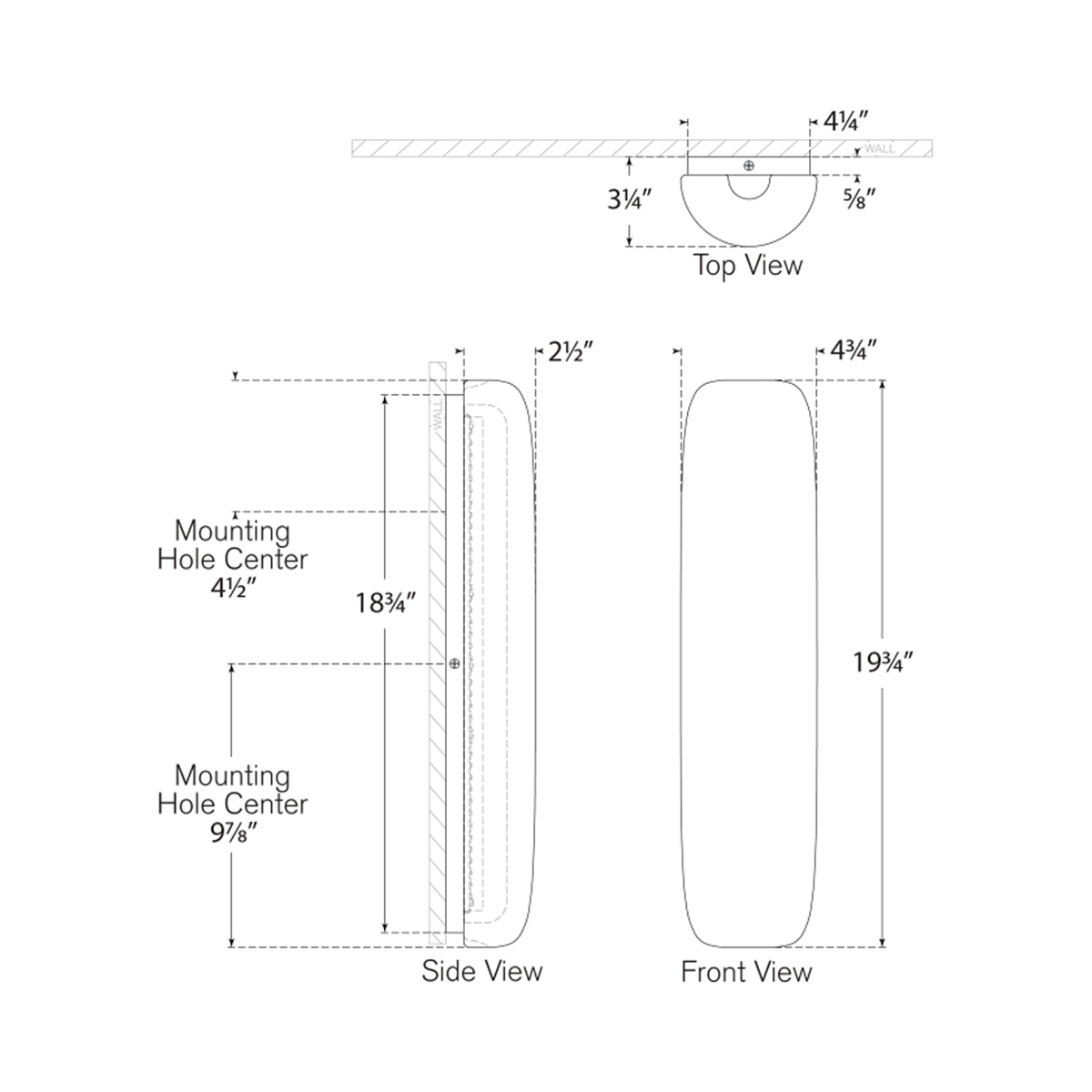 Formosa LED Linear Wall Light - line drawing.