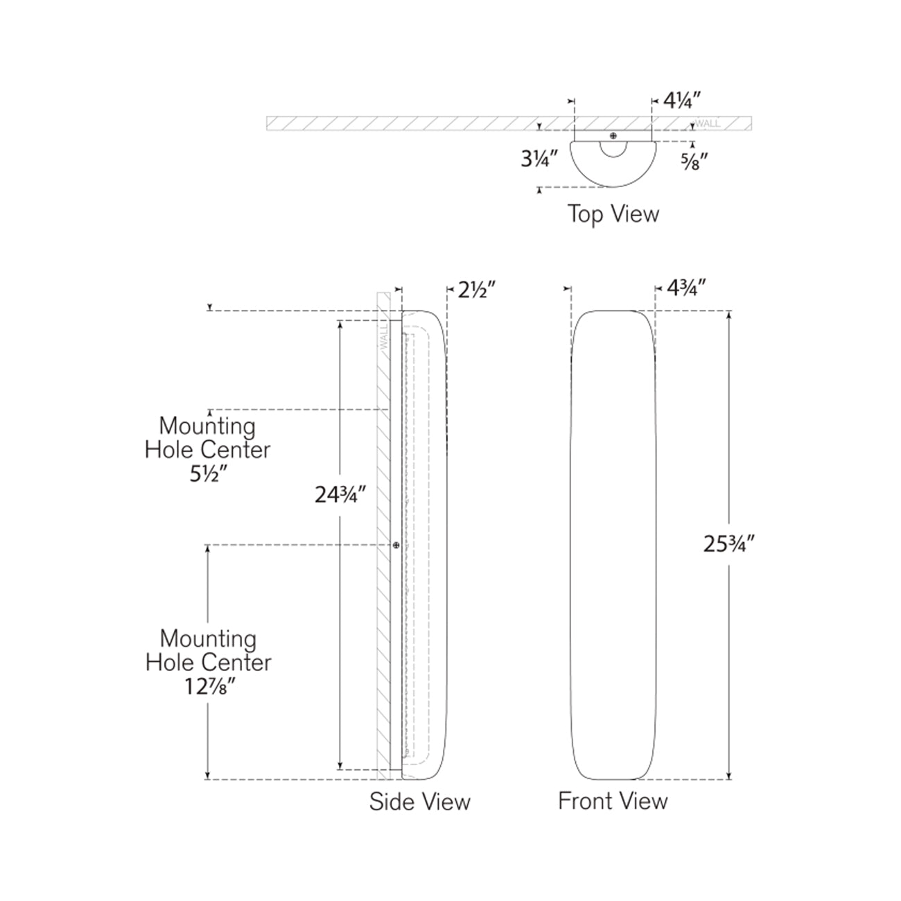 Formosa LED Linear Wall Light - line drawing.