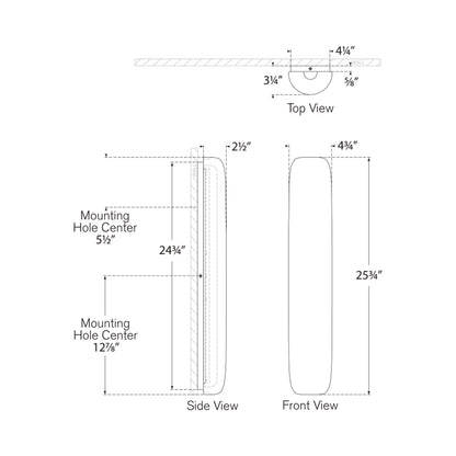 Formosa LED Linear Wall Light - line drawing.
