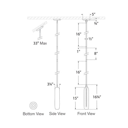 Formosa LED Single Pendant Light - line drawing.