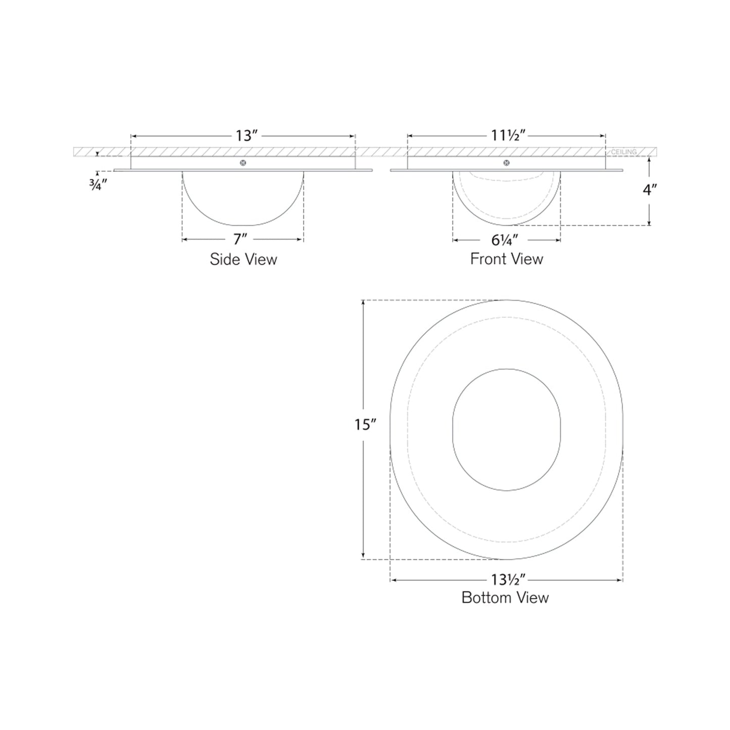 Fosse LED Flush Mount Ceiling Light - line drawing.