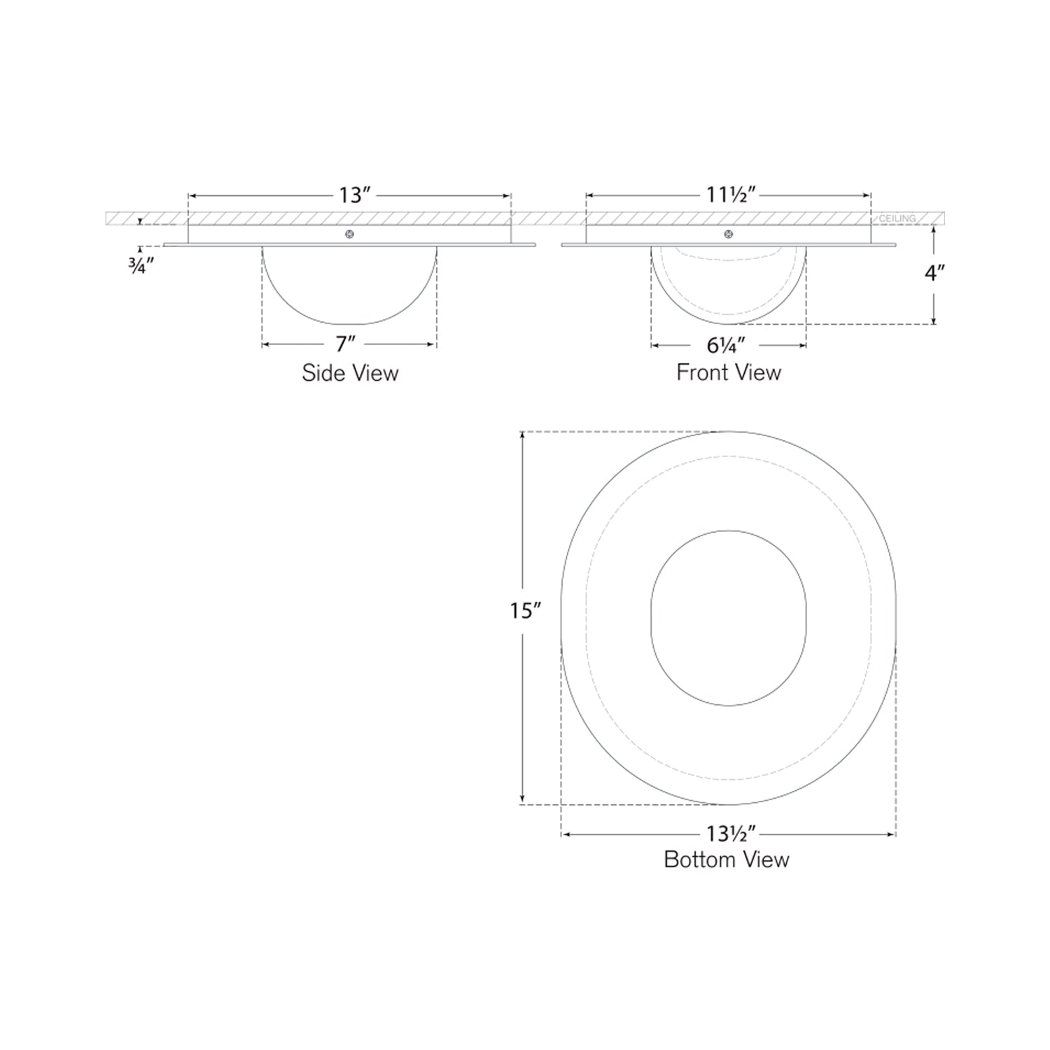 Fosse LED Flush Mount Ceiling Light - line drawing.