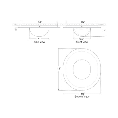 Fosse LED Flush Mount Ceiling Light - line drawing.