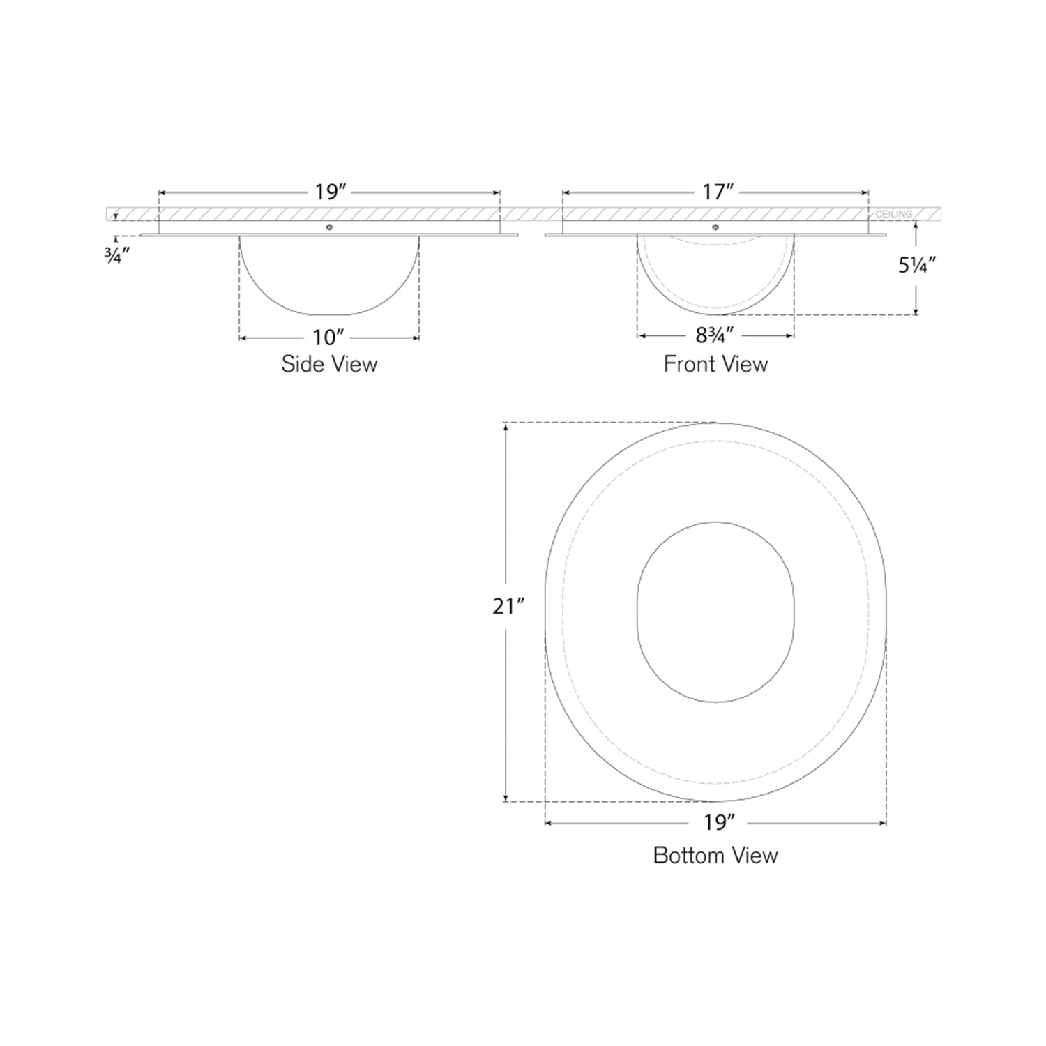 Fosse LED Flush Mount Ceiling Light - line drawing.
