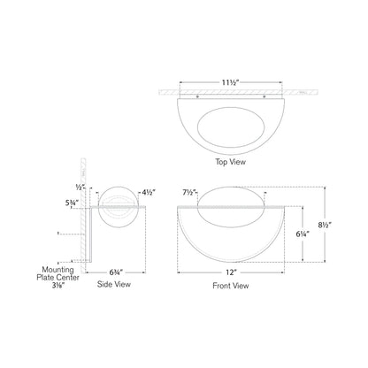 Fosse LED Invertable Oval Wall Light - line drawing.