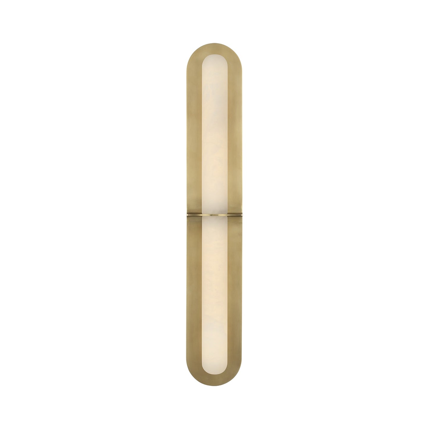 Fosse LED Linear Tube Wall Light in Antique-Burnished Brass.