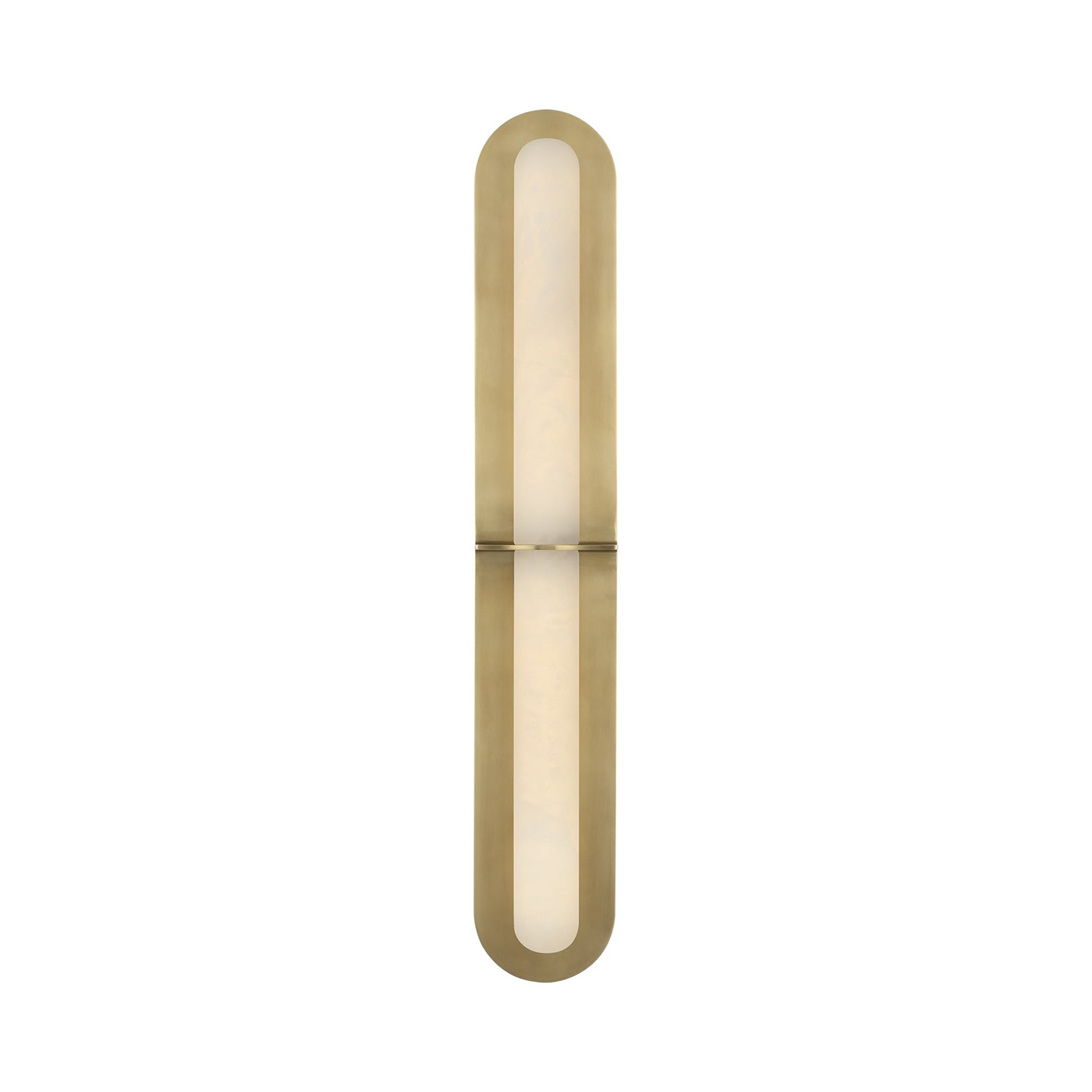 Fosse LED Linear Tube Wall Light in Antique-Burnished Brass.