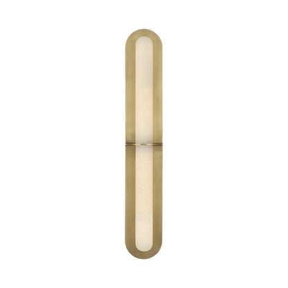 Fosse LED Linear Tube Wall Light in Antique-Burnished Brass.