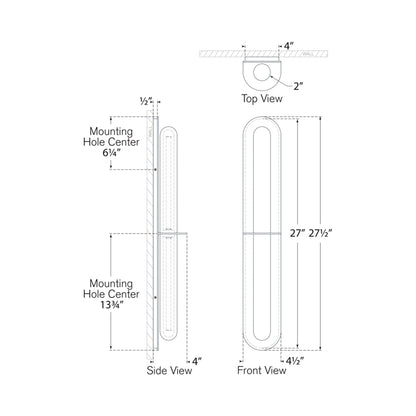 Fosse LED Linear Tube Wall Light - line drawing.