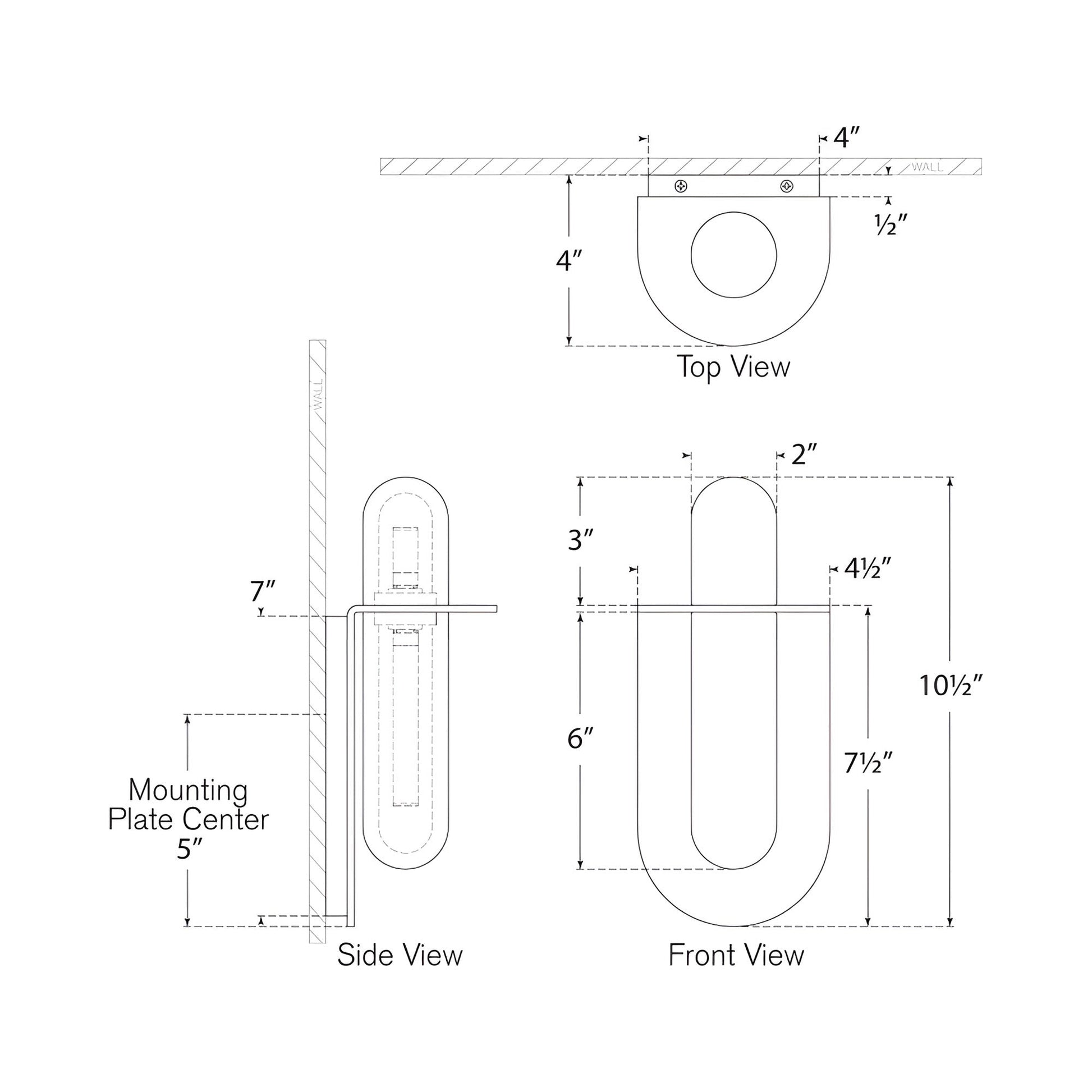 Fosse Oval LED Wall Light - line drawing.