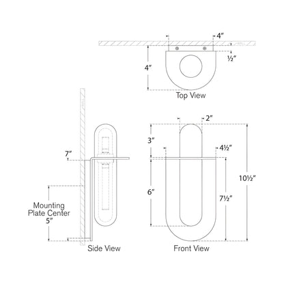 Fosse Oval LED Wall Light - line drawing.