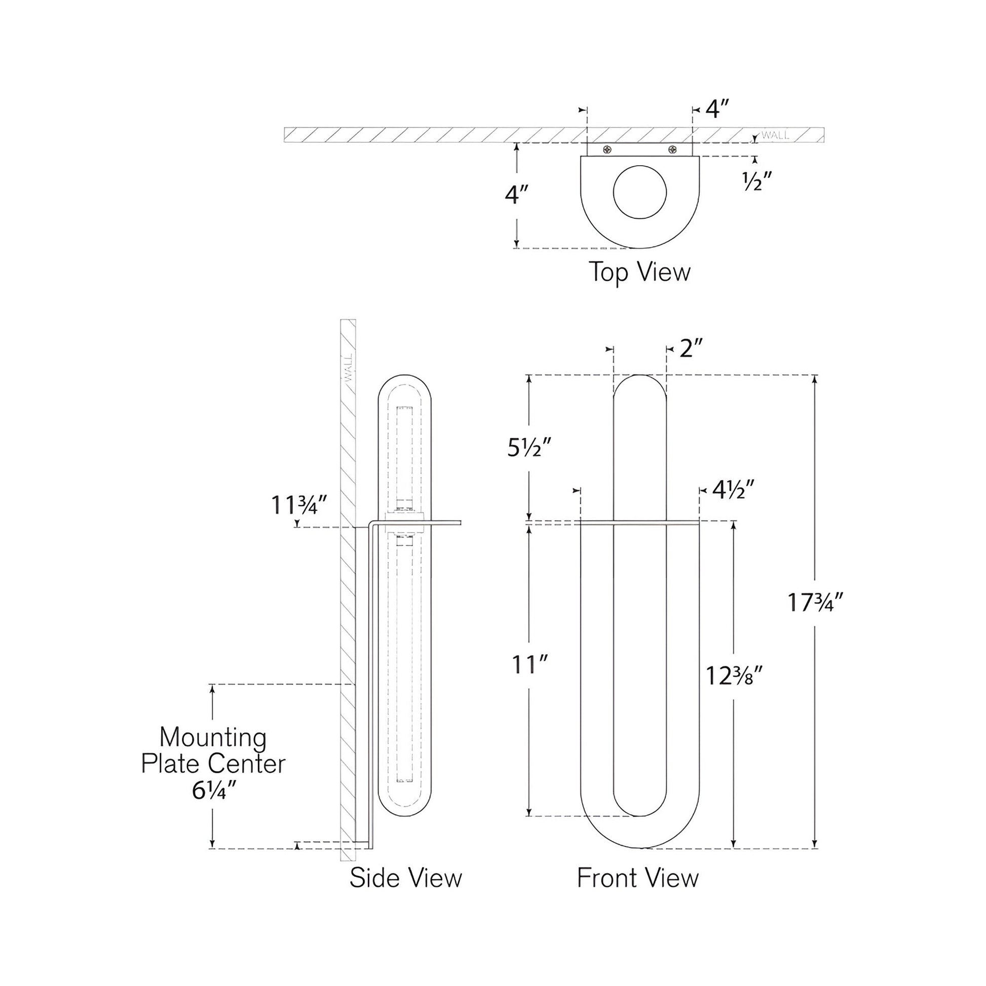 Fosse Oval LED Wall Light - line drawing.