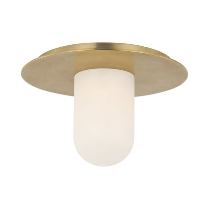 Fosse Solitaire LED Flush Mount Ceiling Light in Antique-Burnished Brass (Large).