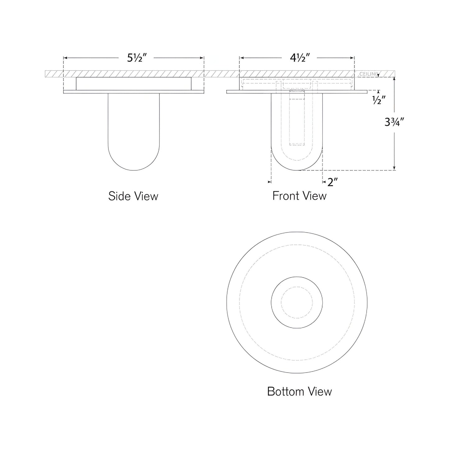 Fosse Solitaire LED Flush Mount Ceiling Light - line drawing.