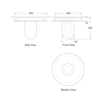 Fosse Solitaire LED Flush Mount Ceiling Light - line drawing.