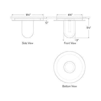 Fosse Solitaire LED Flush Mount Ceiling Light - line drawing.