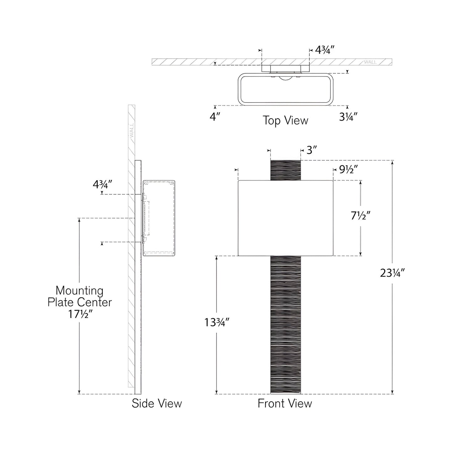 Fumar Tail LED Wall Light - line drawing.