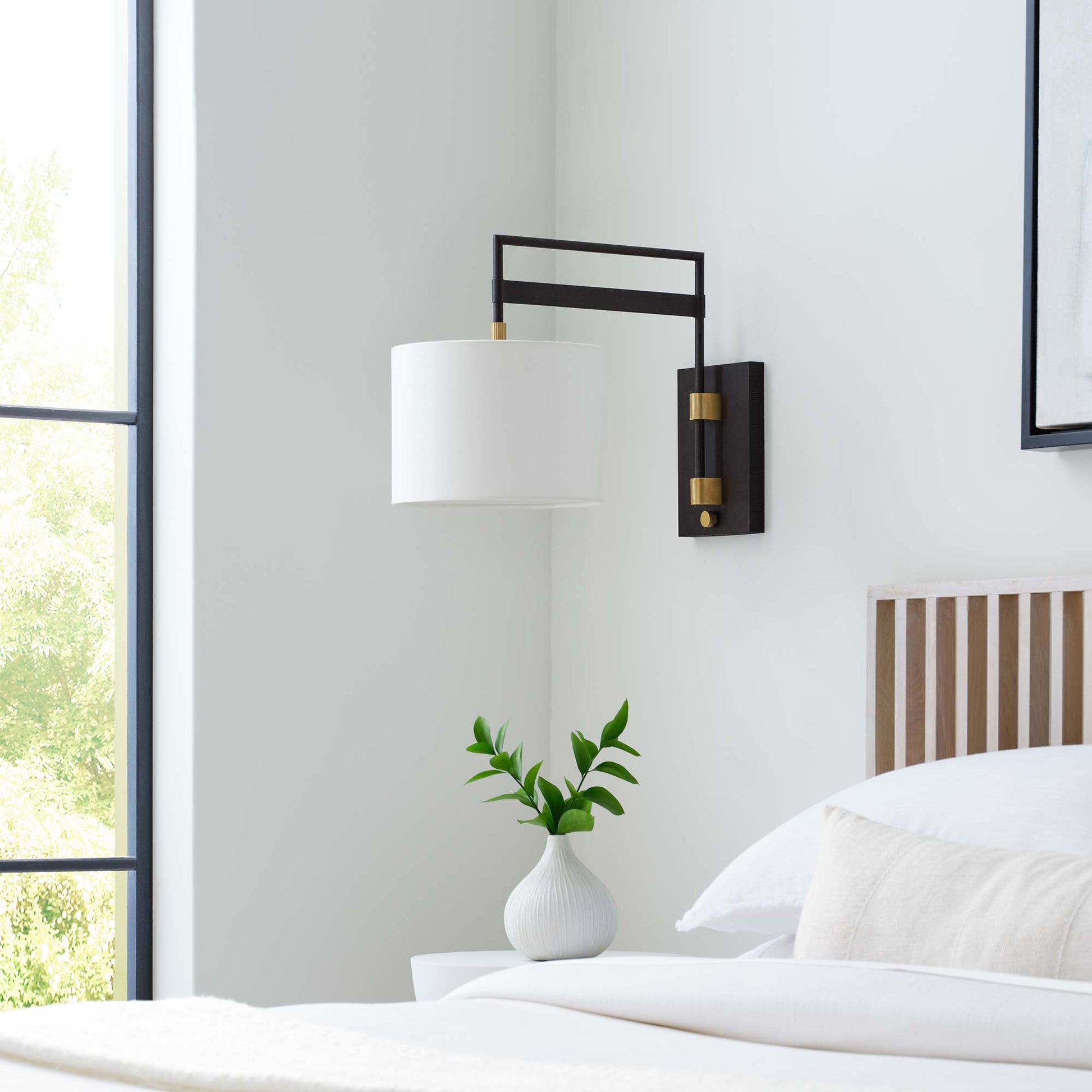 Gael Wall Light in Detail in bedroom.