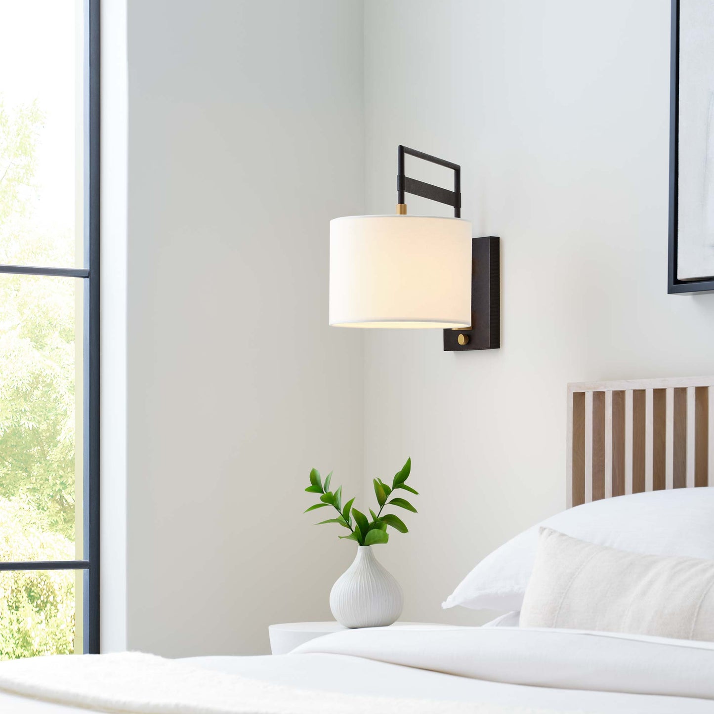 Gael Wall Light in Detail in bedroom.