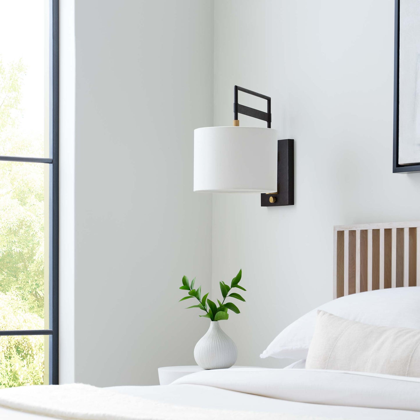 Gael Wall Light in Detail in bedroom.