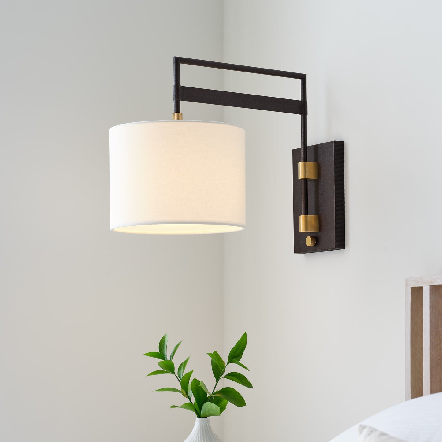 Gael Wall Light in Detail in bedroom.