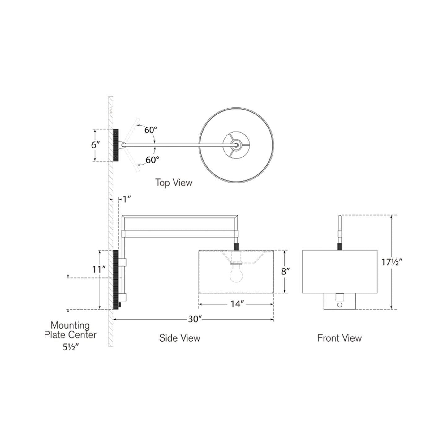Gael Wall Light - line drawing.