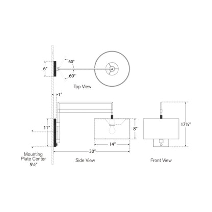 Gael Wall Light - line drawing.